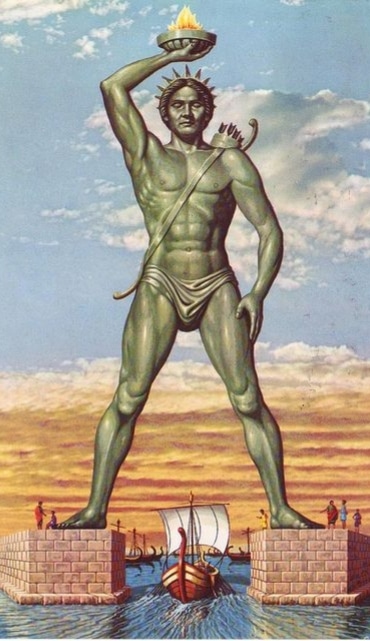 Illustration du colosse de rhodes en bronze